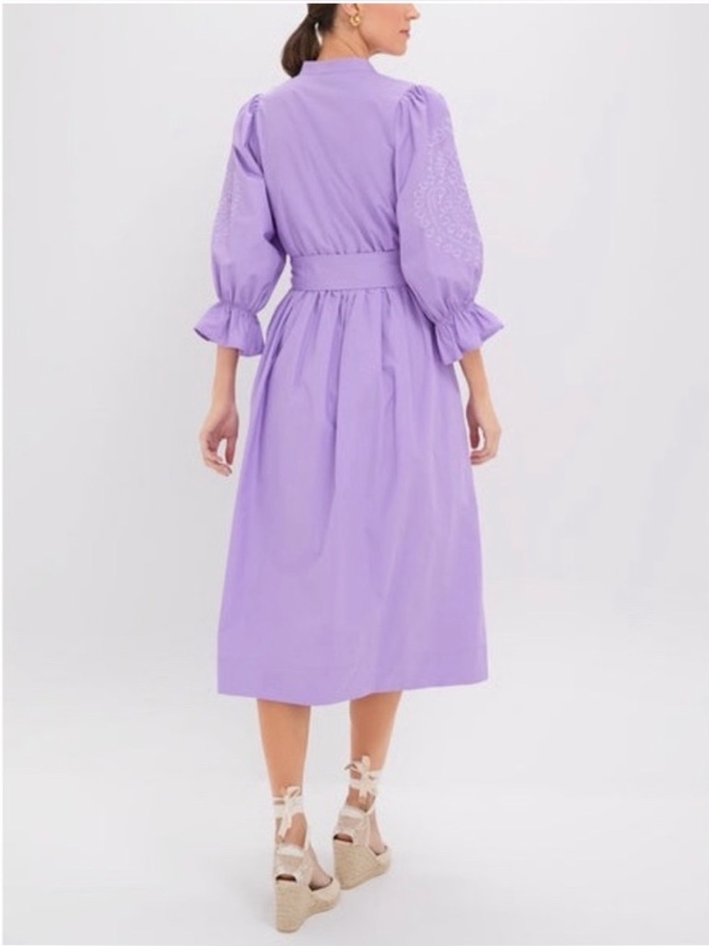 HYACINTH HOUSE Embroidery Dowling Midi Dress Lavender Size Medium NWT - Picture 6 of 7